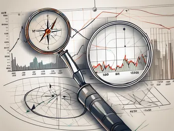 A stock market chart with various points marked as 'stops'