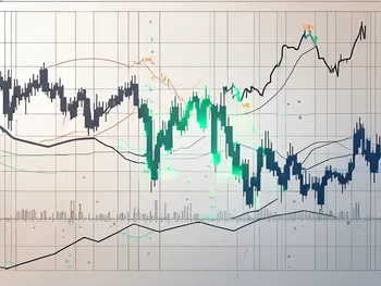 A dynamic forex trading chart with moving average lines and various currency symbols