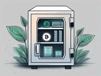 A digital safe with a seedling growing out of it