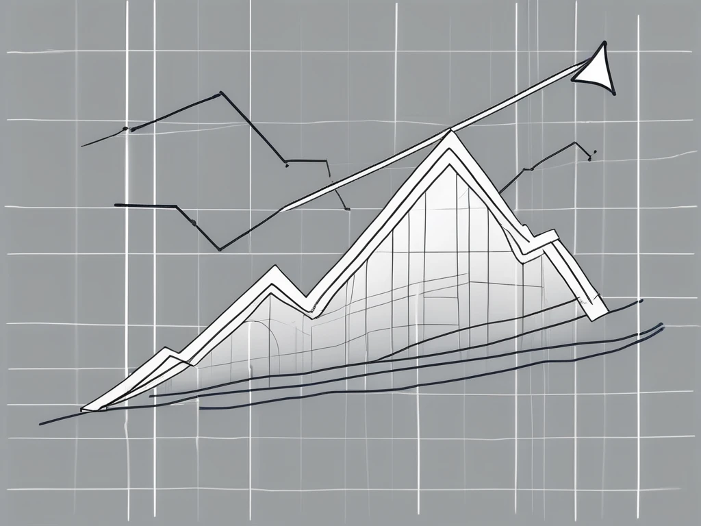 A stock market graph with a house-shaped trend line