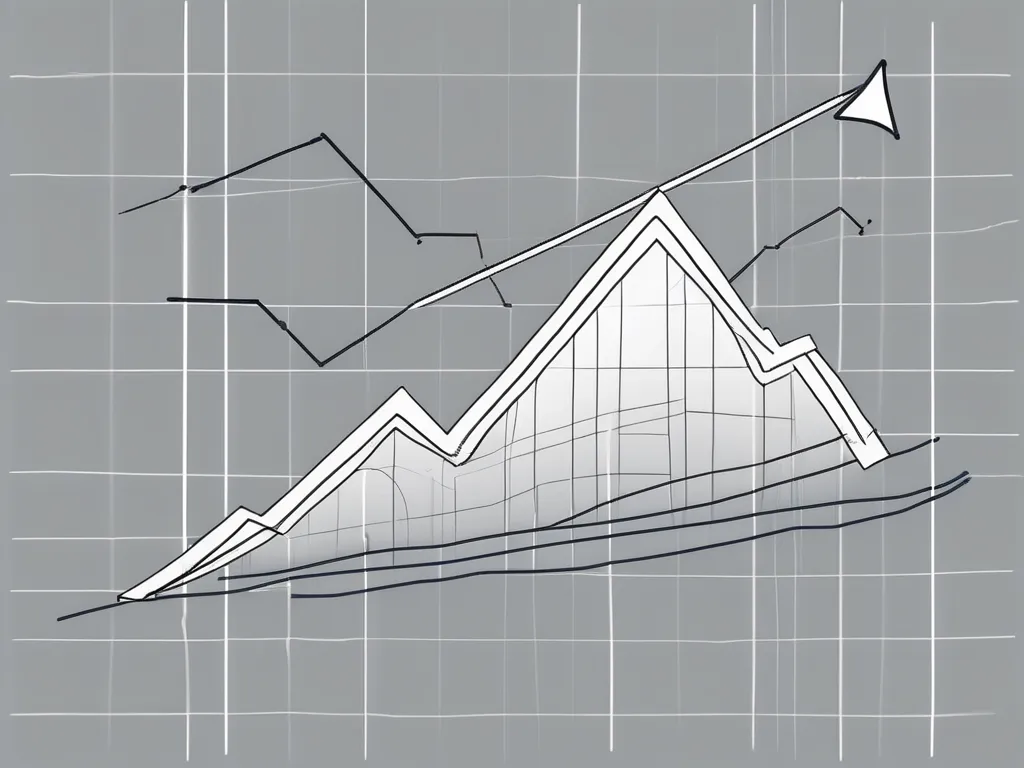 Un gráfico del mercado de valores con una línea de tendencia en forma de casa