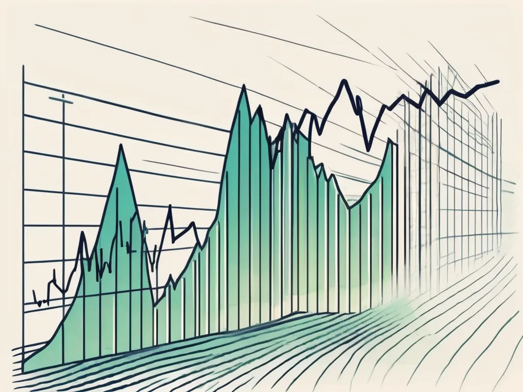 A stock market graph with a sharp upward curve