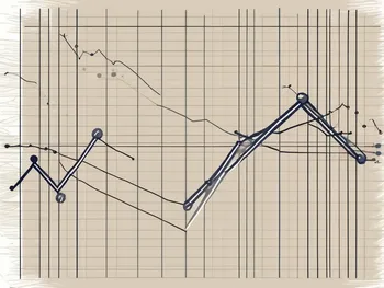 Two diverging trend lines on a stock market graph