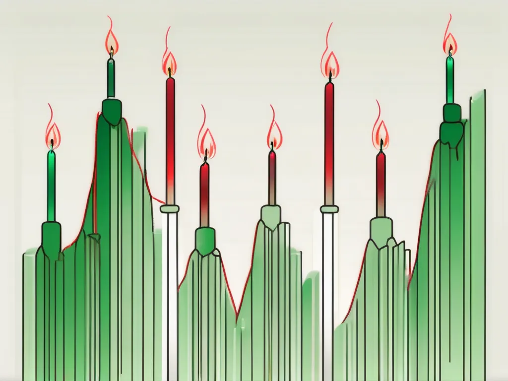 Un gráfico de velas que destaca el patrón de brecha alcista de tasuki