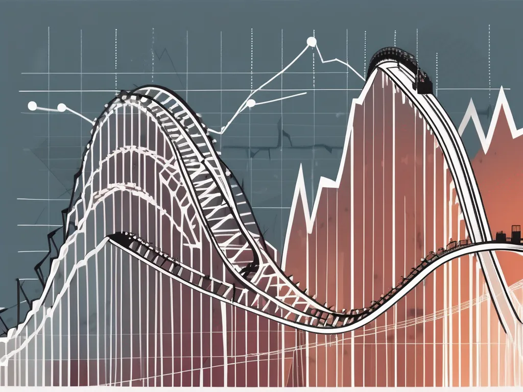 An abstract representation of a roller coaster with sharp peaks and drops