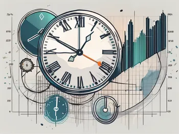 A clock merged with various trading elements such as graphs