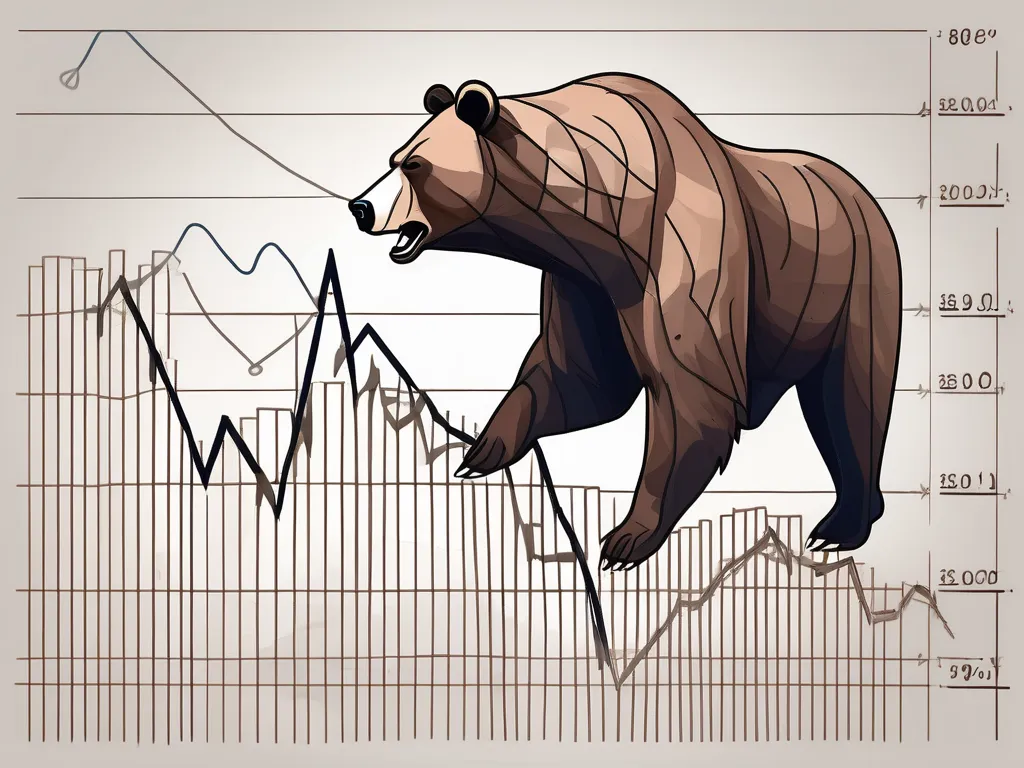 Un oso y un toro en una línea de gráfico fluctuante