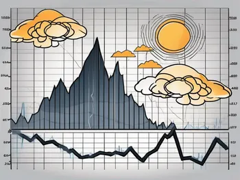 A dramatic stock market chart showing a steep decline followed by a sharp recovery