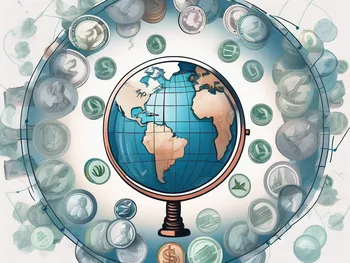A globe with different types of currency symbols floating around it