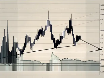 A descending triangle pattern on a stock market chart