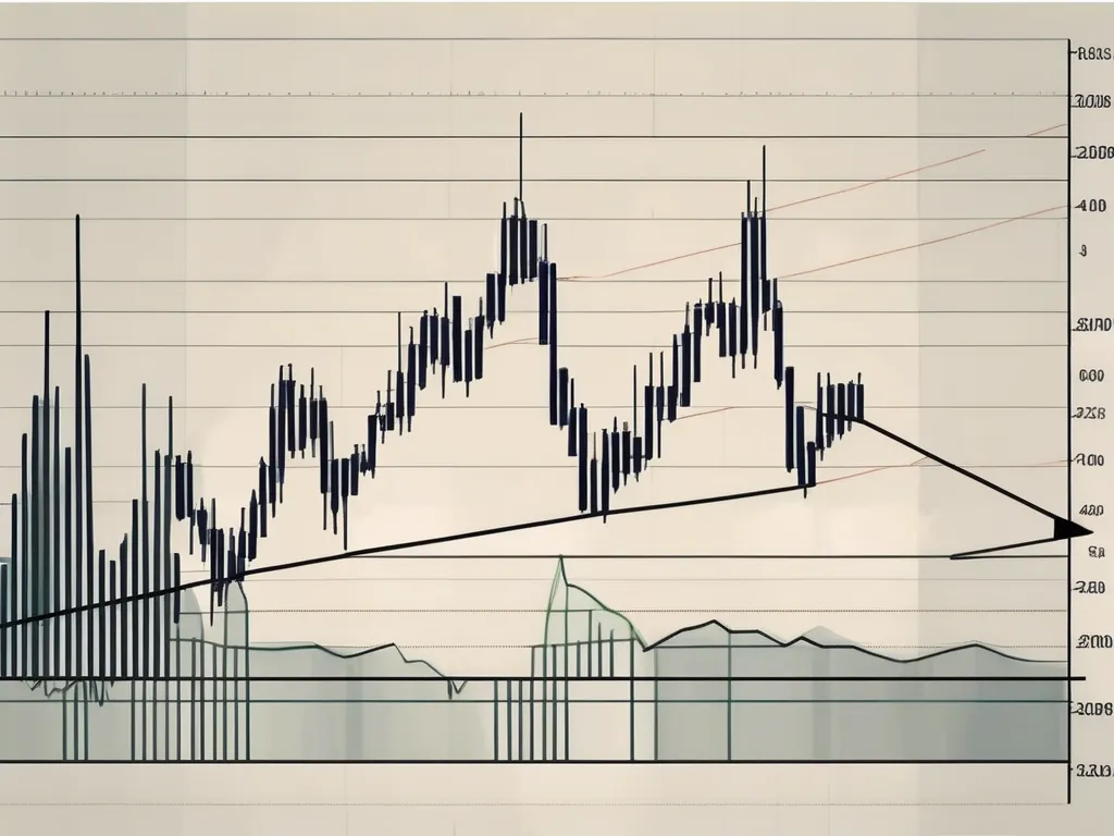 Un patrón de triángulo descendente en un gráfico del mercado de valores.