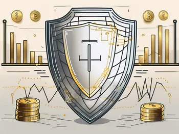 A protective shield hovering over a variety of different financial symbols