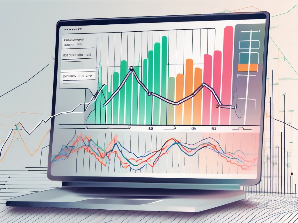 Una pantalla de computadora mostrando un gráfico de trading colorido con líneas fluctuantes.