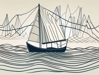 A boat labeled "stock float" sailing on a sea of fluctuating graph lines