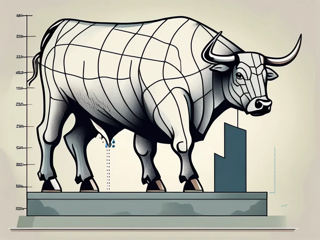 A bullish stock market chart being squeezed by a large vice