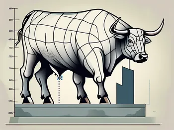 Un graphique boursier haussier pressé par un grand étau