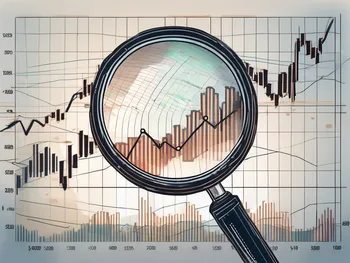 Eine Lupe schwebt über einem Forex-Handelsdiagramm