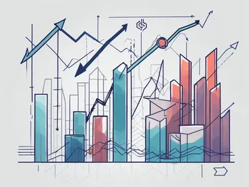 A series of abstract geometric shapes representing stock market trends