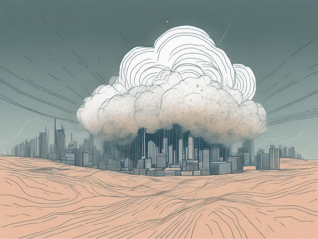 A cloud of dust ominously looming over a digital landscape