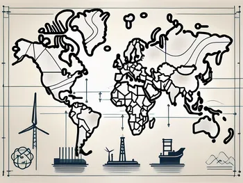 A dynamic global map highlighting key regions for energy commodities