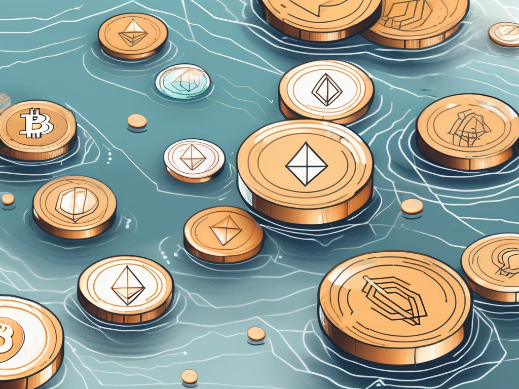 Verschiedene Token, die auf einem Fluss treiben