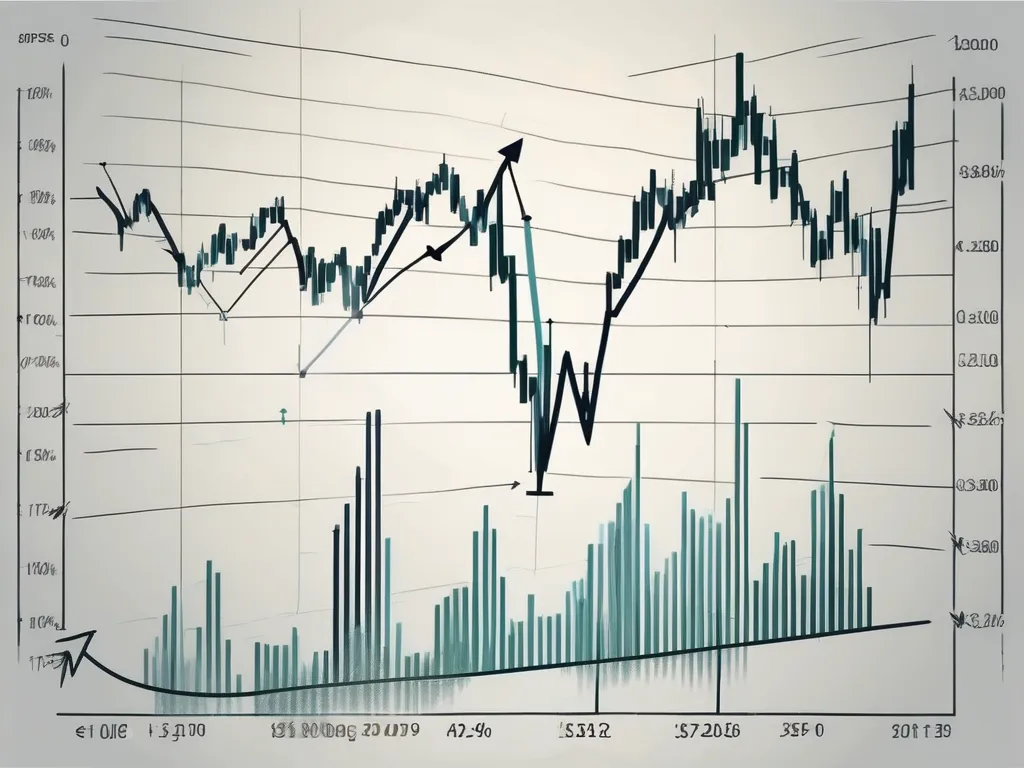 Un gráfico dinámico del mercado de divisas con flechas que indican subidas y bajadas rápidas