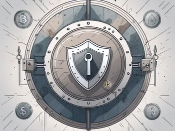 A secure digital vault with various symbols of cryptocurrencies inside