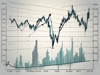 Ein dynamisches Devisenmarkt-Diagramm mit Pfeilen, die schnelle Auf- und Abwärtsbewegungen anzeigen