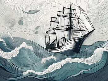 A stormy sea with a ship navigating through