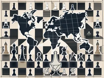 A chess board with various financial symbols as pieces