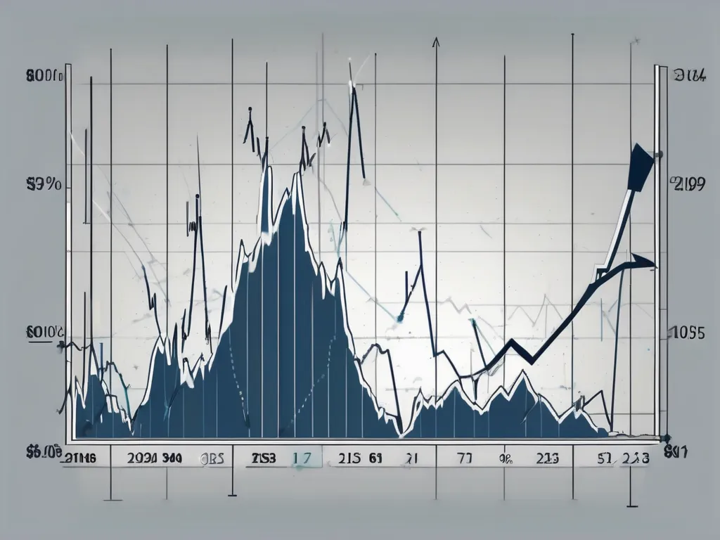 Un gráfico dinámico del mercado de valores con picos y caídas.