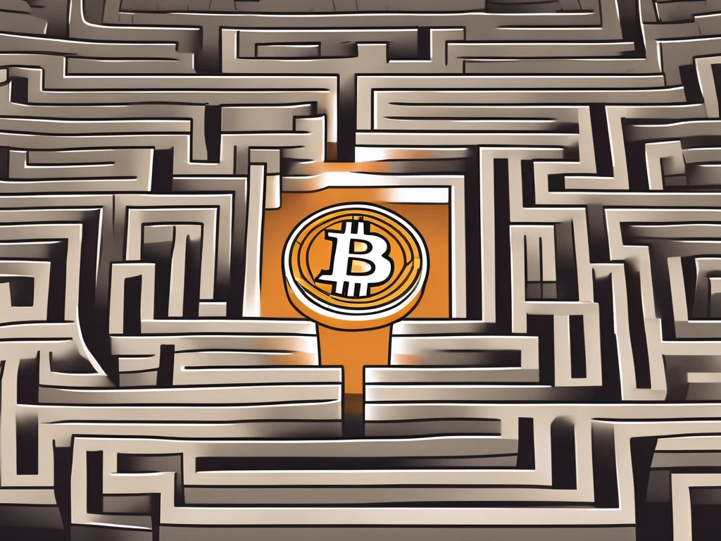 Un symbole bitcoin naviguant à travers un labyrinthe