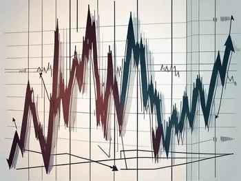 Un graphique dynamique du marché boursier avec des flèches indiquant des hausses et des baisses dramatiques