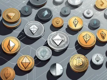 Various crypto coins being divided into smaller pieces