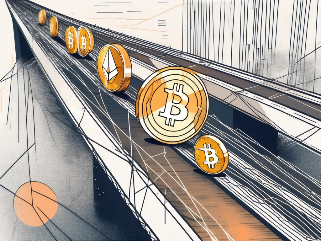 A digital bridge connecting two different cryptocurrency coins