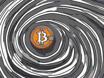 A bitcoin coin on a rollercoaster track