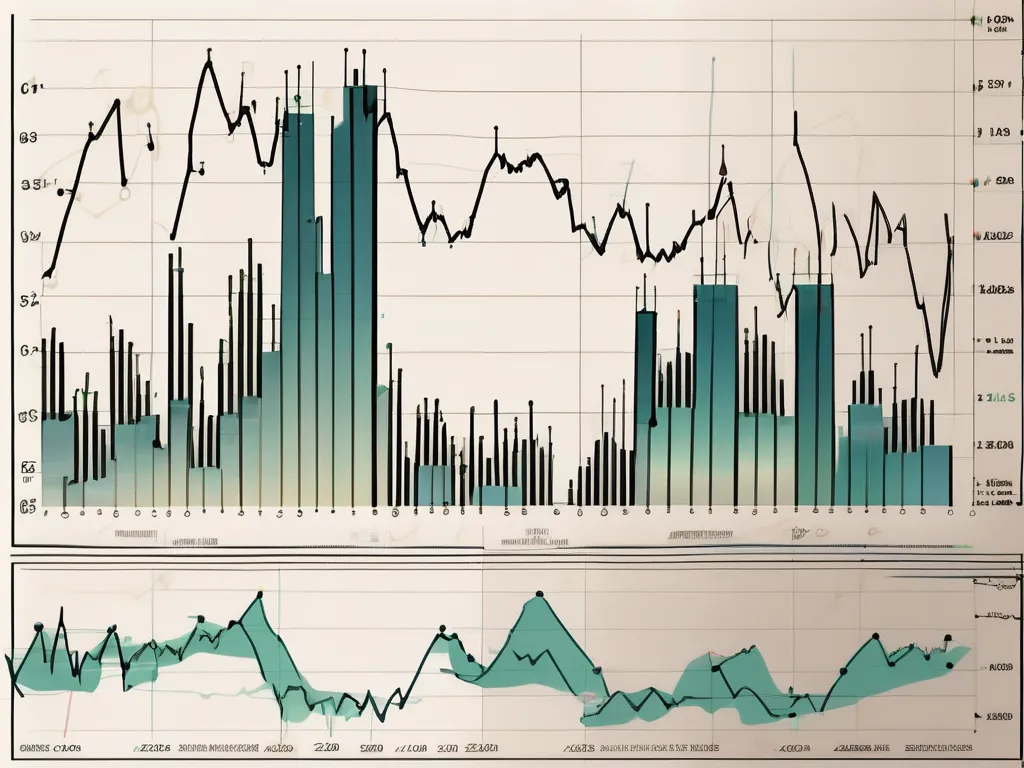 Cinco patrones de velas diferentes en un gráfico con varios indicadores técnicos como medias móviles