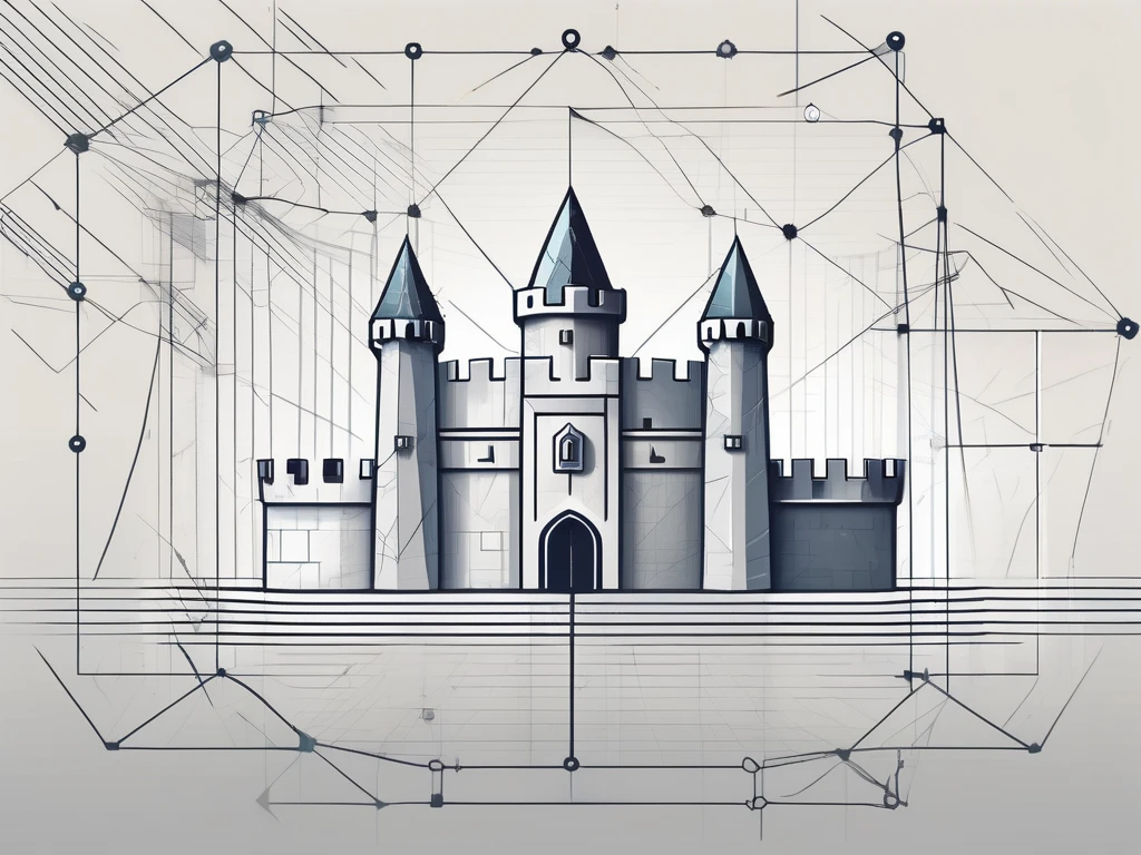 Un castillo digital fortificado que simboliza los contratos inteligentes