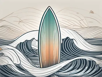 Une planche de surf glissant sur des vagues qui ont la forme de graphiques boursiers