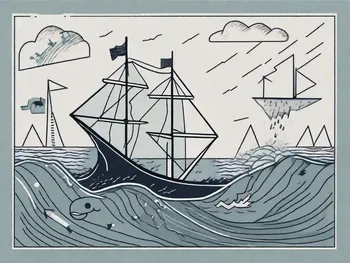 A stormy sea with a sinking ship representing the economy during a recession