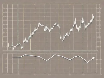 A stylized stock market graph with three lines representing the keltner channel