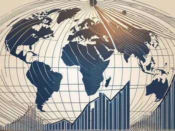 A dynamic stock market graph with arrows moving rapidly upwards and downwards