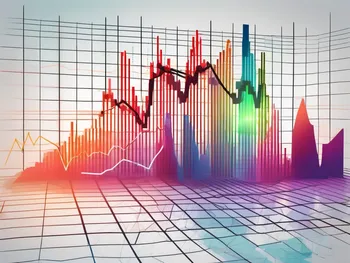 Динамический график фондового рынка с различными яркими синтетическими индексами, представленными в виде разных форм