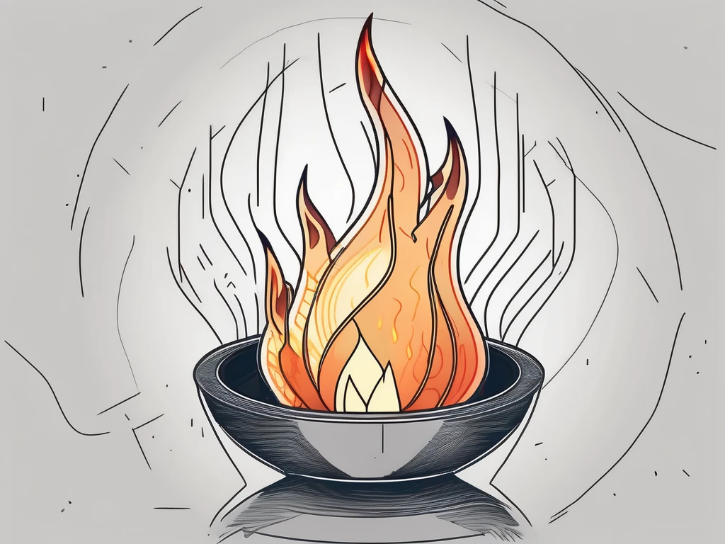 A symbolic flame consuming a physical representation of a digital token