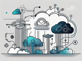A digital cloud with various abstract symbols representing different services