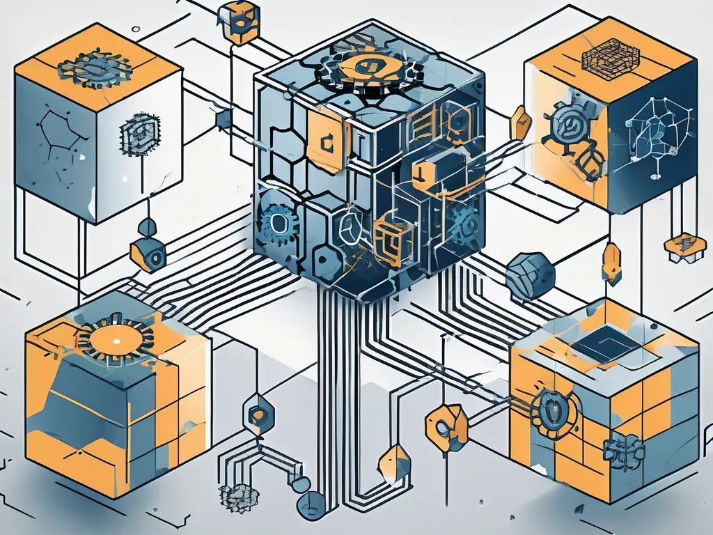 A secure blockchain represented by interconnected cubes