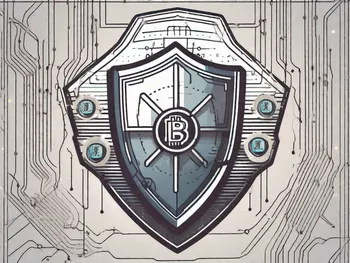 A digital lock on a coin featuring cryptocurrency symbols