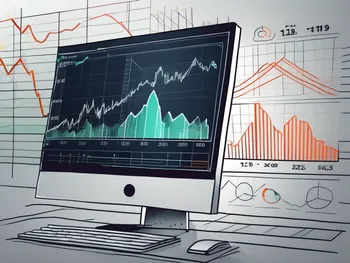 Ein Computerbildschirm zeigt ein dynamisches Handelsdiagramm mit verschiedenen Finanzsymbolen