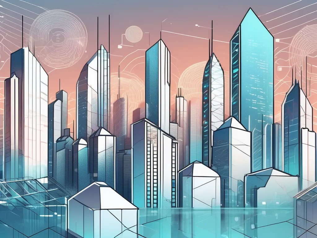 A futuristic cityscape with a variety of real estate properties