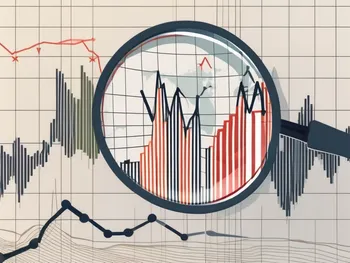 A stylized stock market graph showing a downward flag pattern